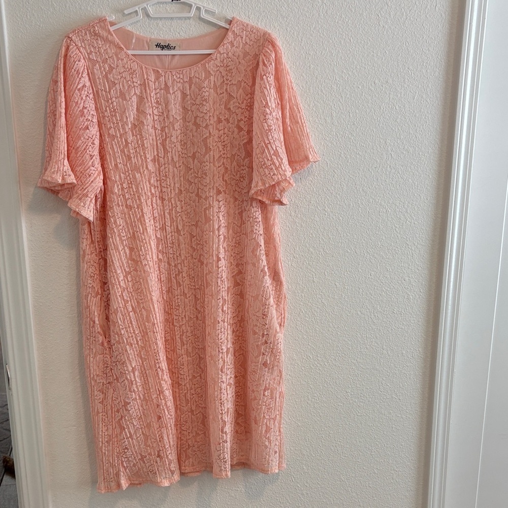 Haptics New Chic Peach Lace Midi Dress Women’s Size Medium Cottagecore Feminine